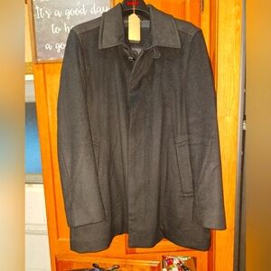 A Boss Mens Wool Blend Black Trench Coat In A  Classic Style. NWT. Luxury.